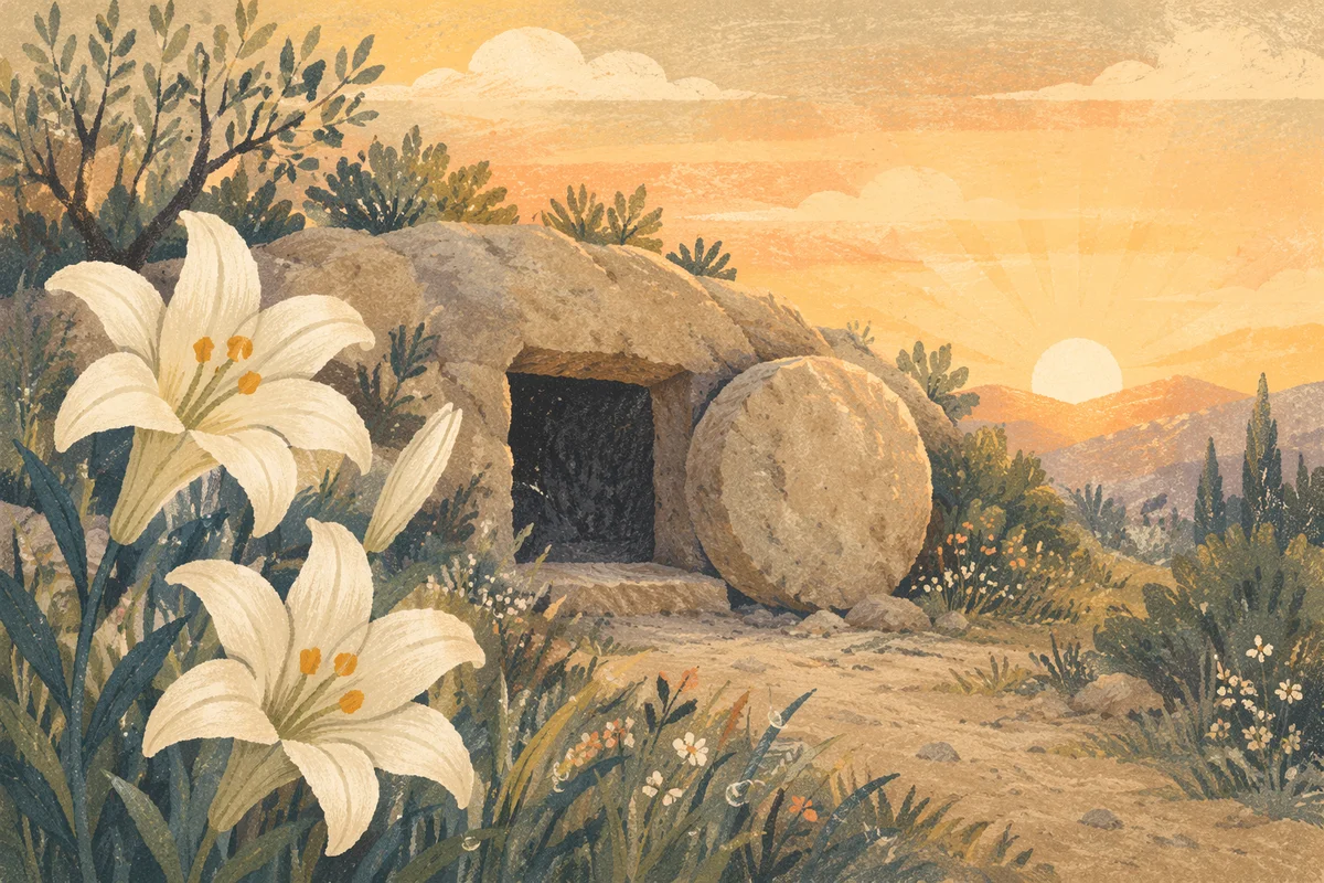Easter Lilies by the Empty Garden Tomb
