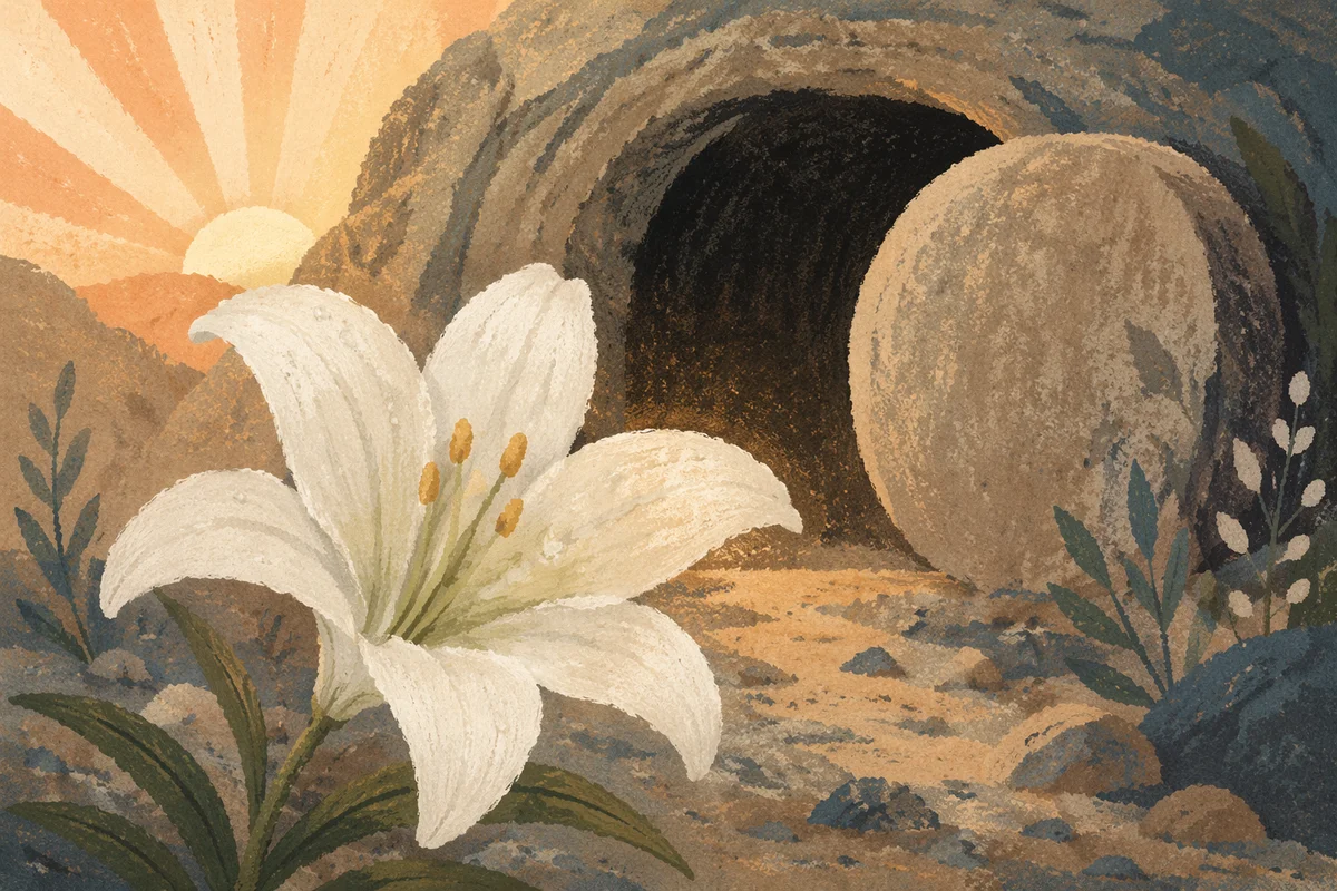 Easter Lily by the Empty Tomb