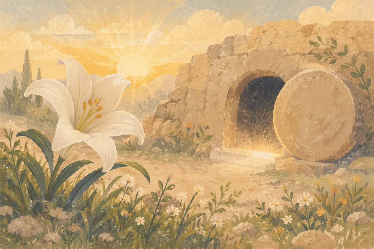Easter Lily by the Empty Tomb