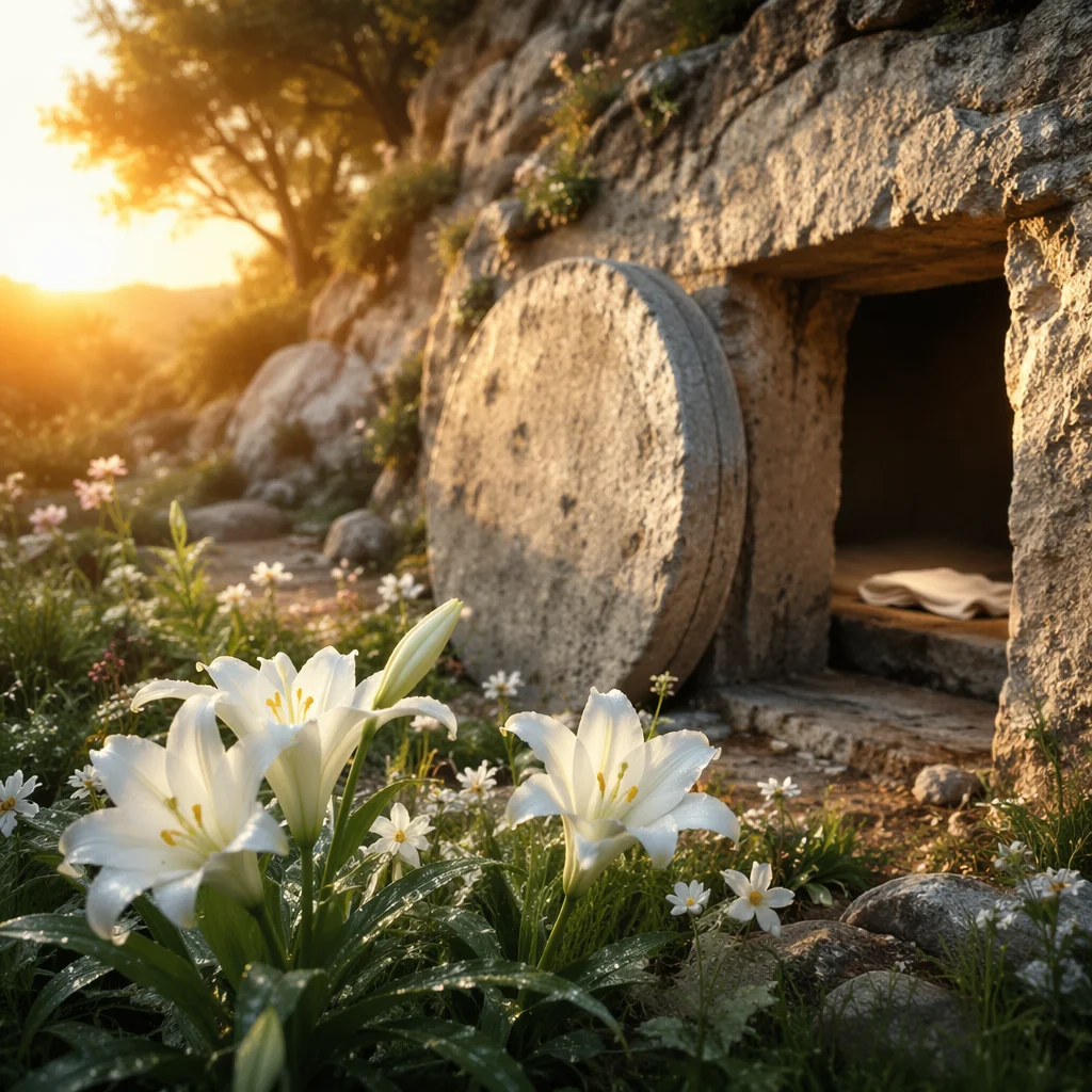 Easter Lilies by the Empty Garden Tomb