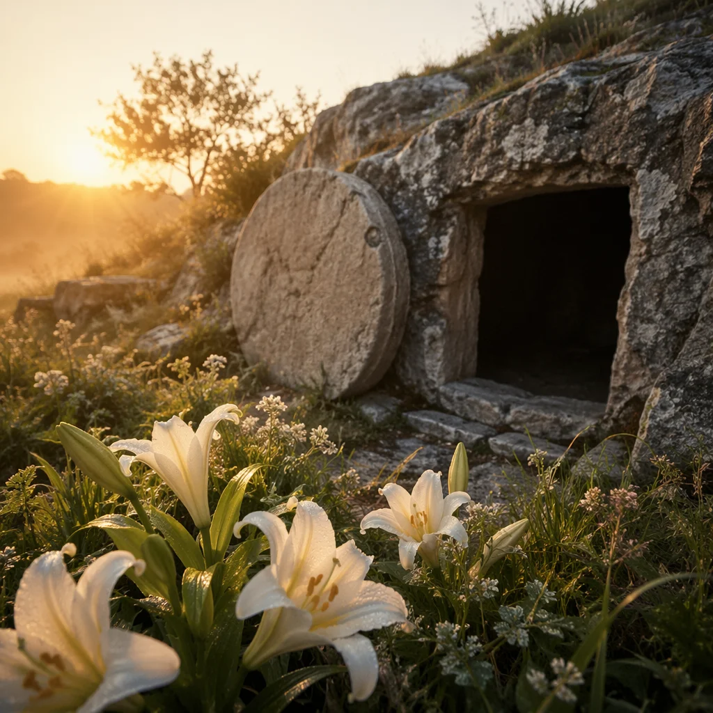 Easter Lilies by the Empty Tomb