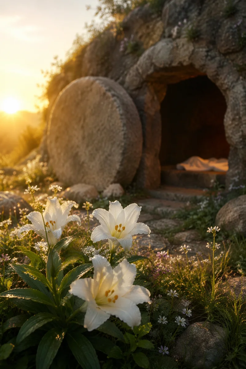 Easter Lilies at the Empty Garden Tomb