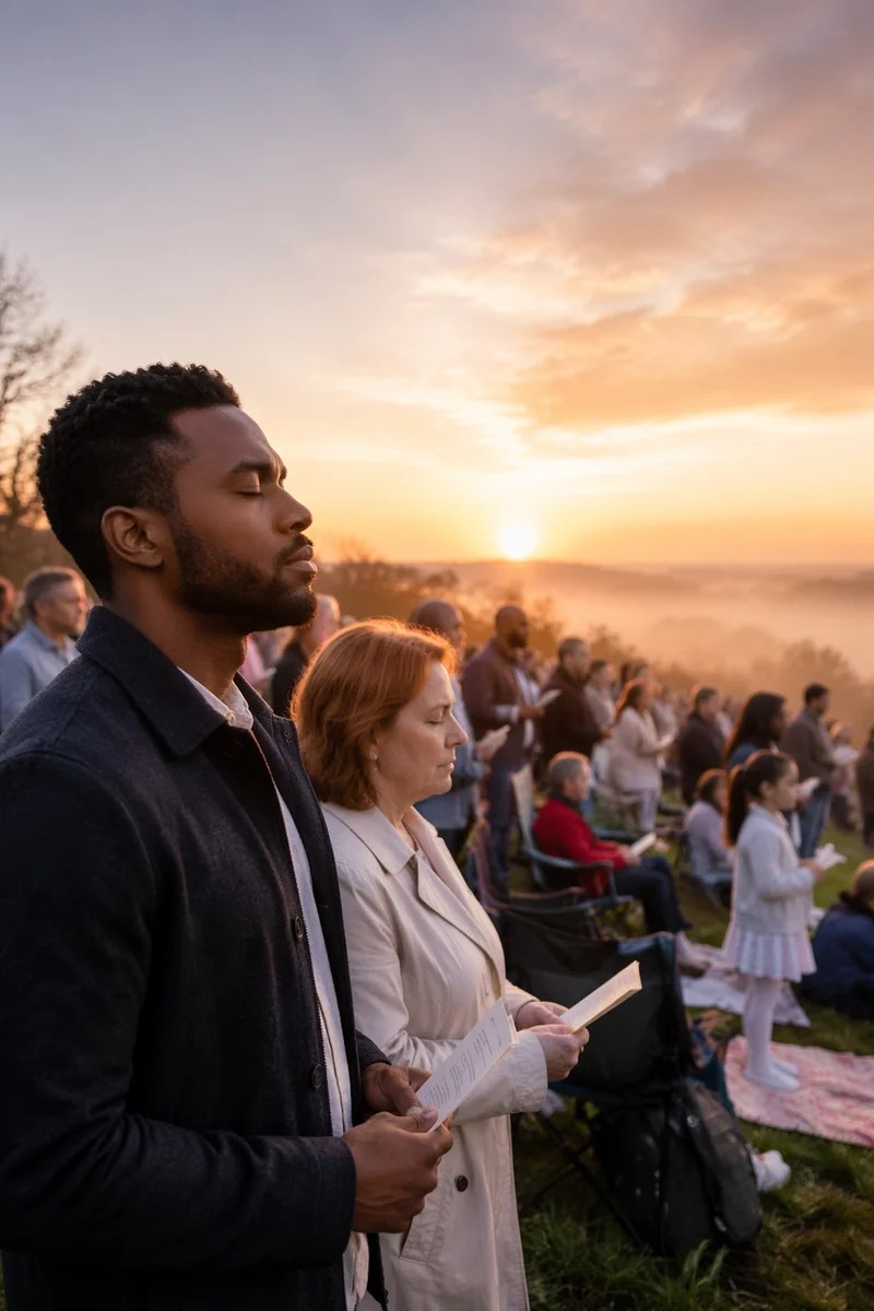 Outdoor Easter Sunrise Service on Hillside