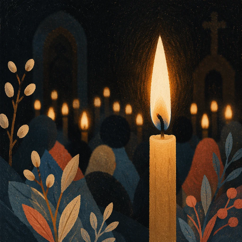 Easter Vigil Candle in Dark Church