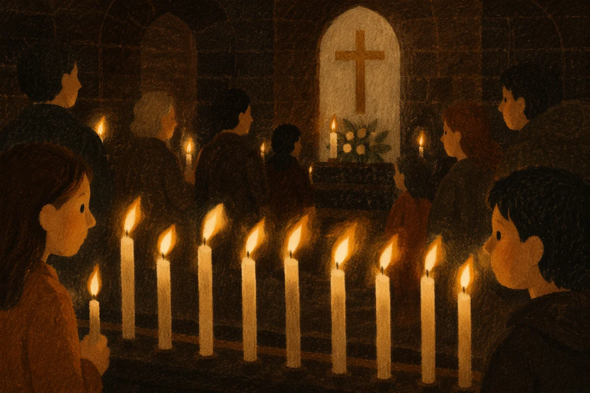 Easter Vigil Candles in Dark Church