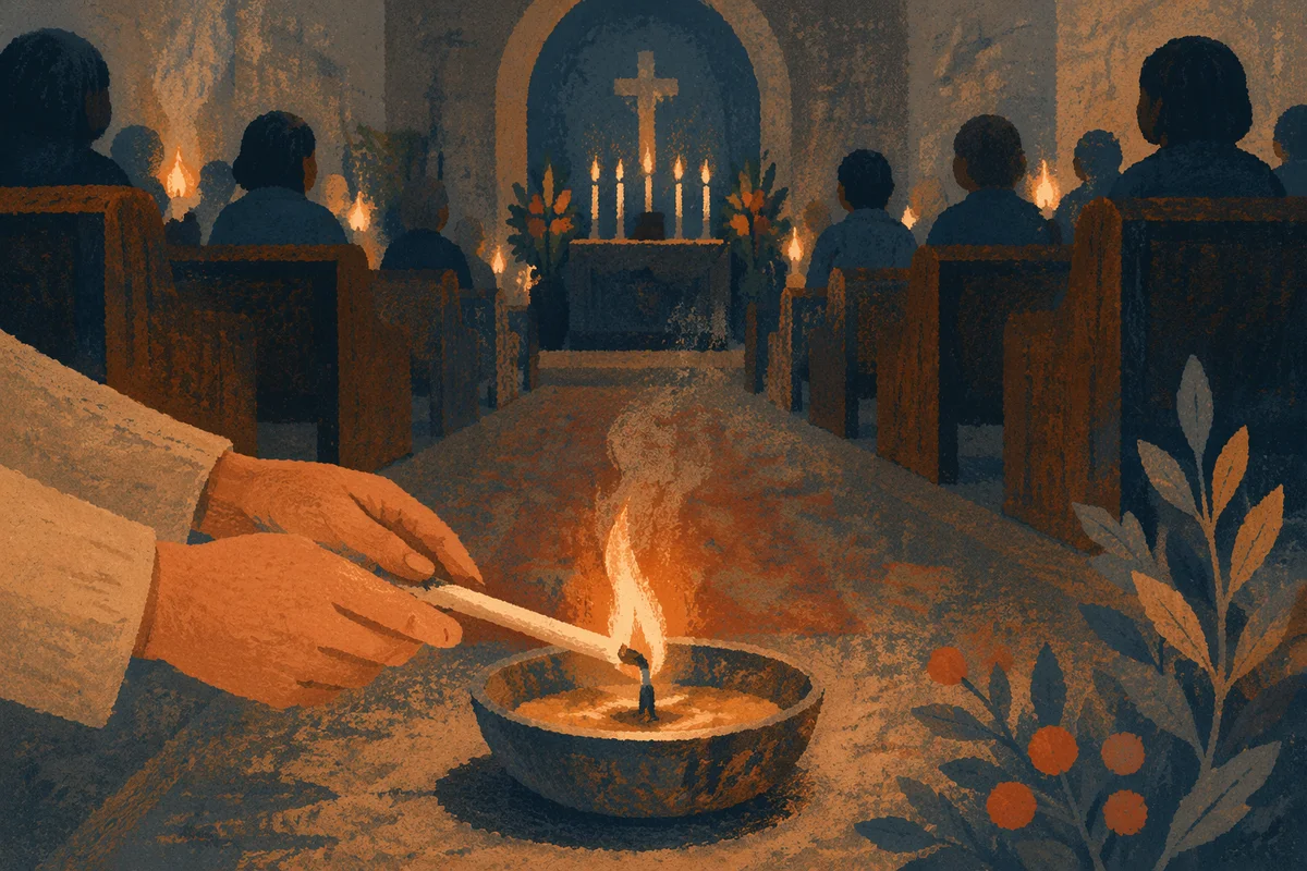 Easter Vigil Candle Lighting in Dark Church