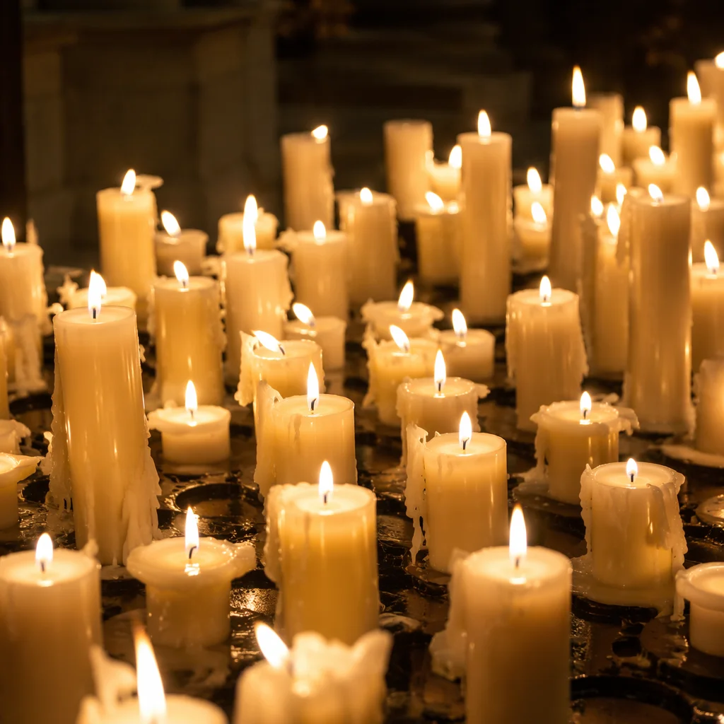Easter Vigil Candles in Dark Church