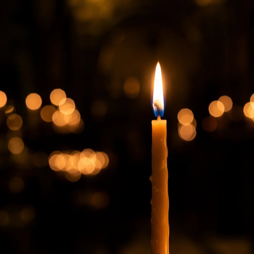 Easter Vigil Candle in Dark Church