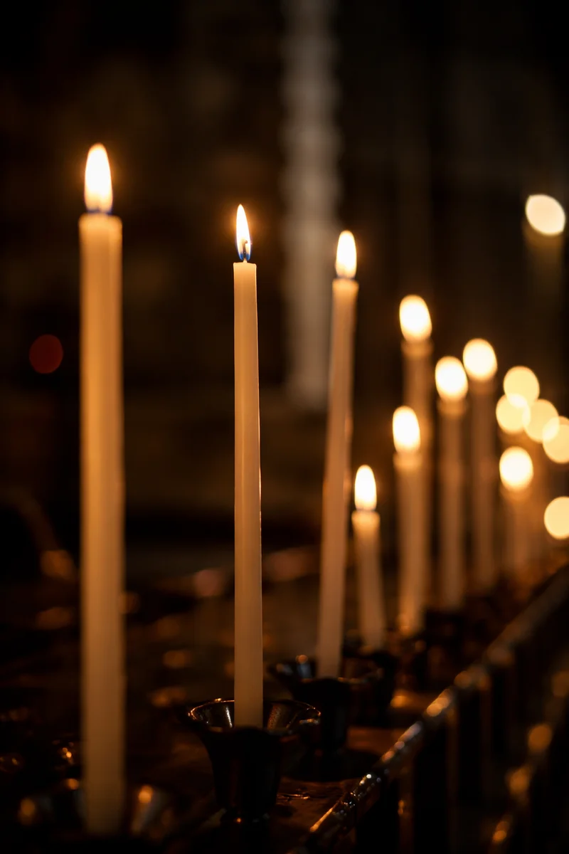 Easter Vigil Candles in Dark Church