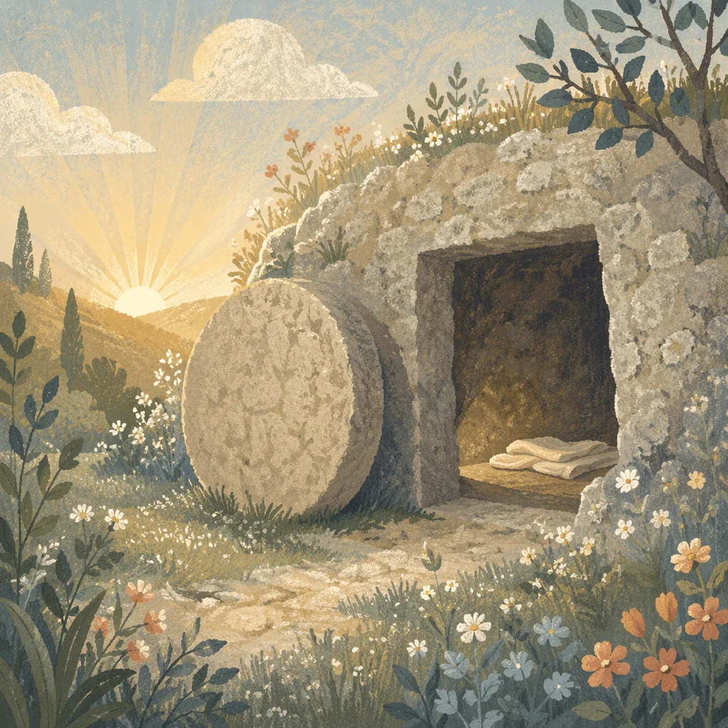 Empty Tomb at Peaceful Easter Dawn