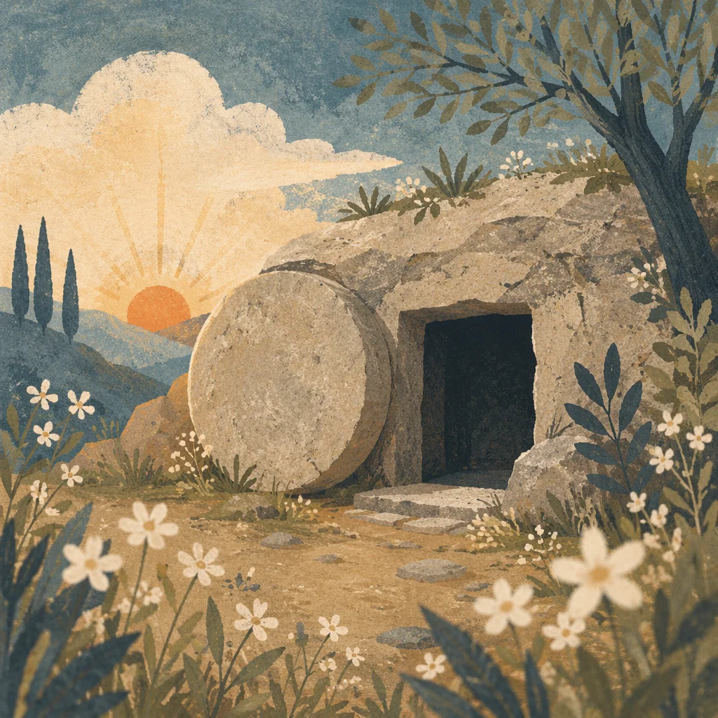 Empty Tomb at Dawn in Spring