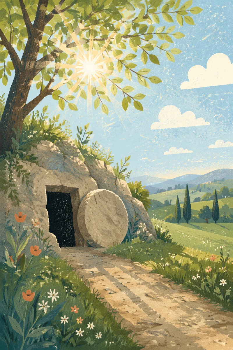 Empty Tomb at Peaceful Easter Sunrise