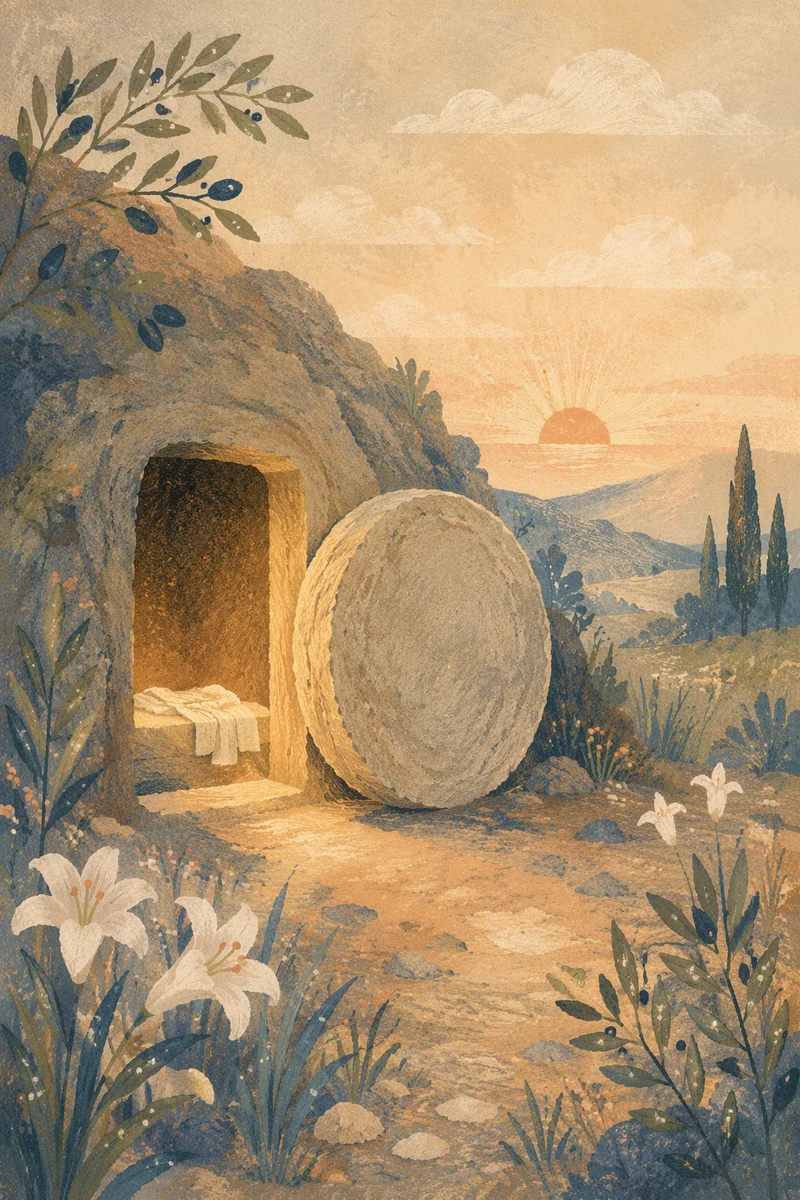 Empty Tomb at Easter Morning Sunrise