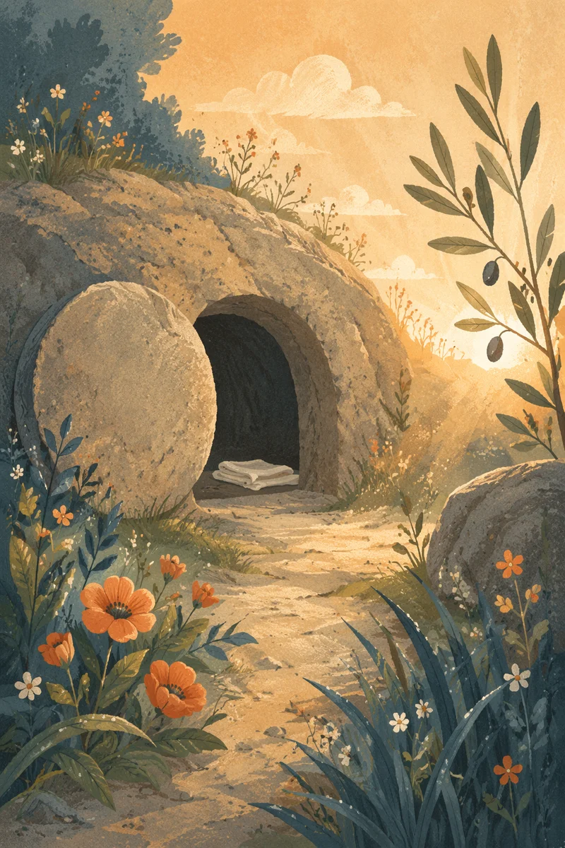 Empty Garden Tomb at Easter Dawn