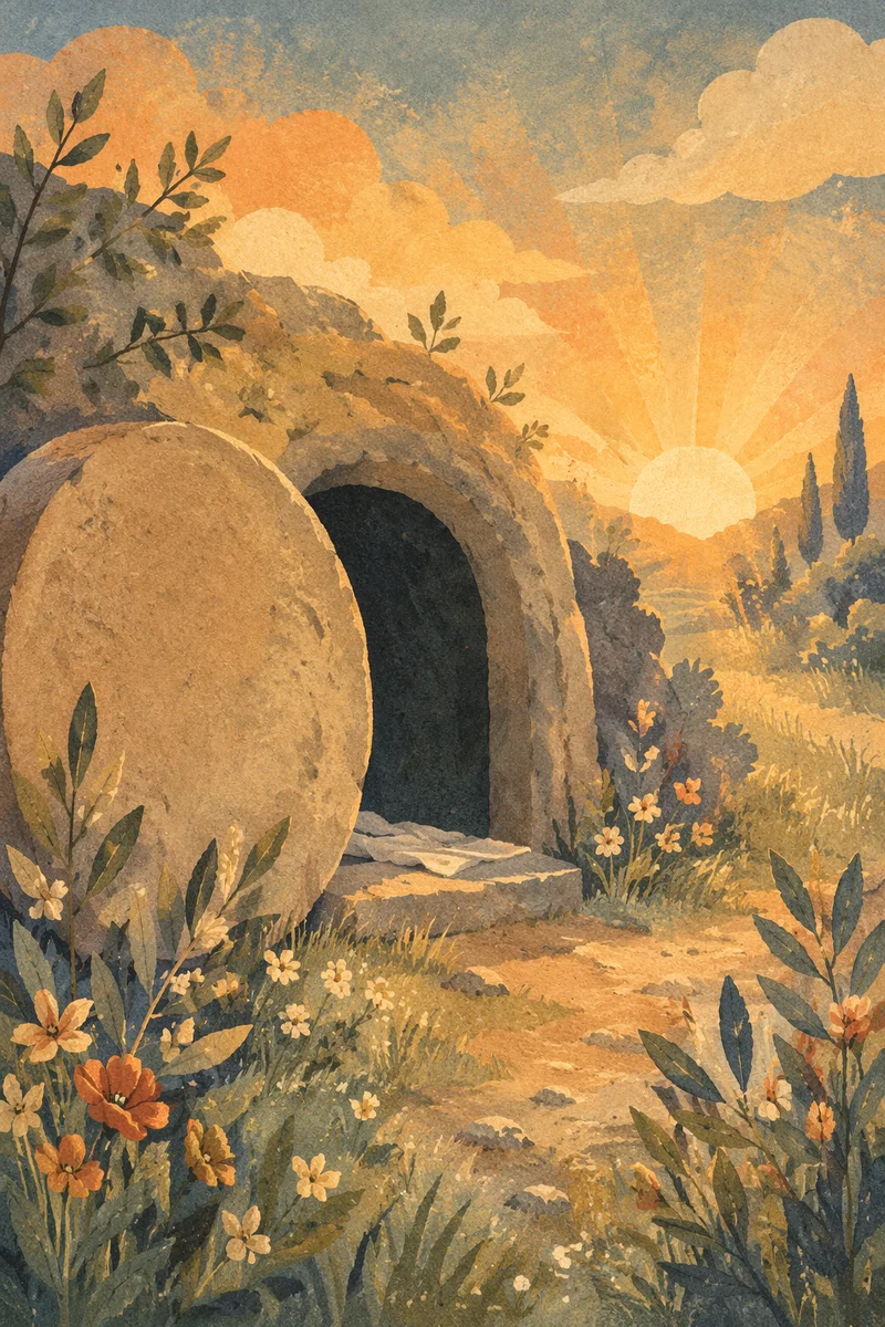 Empty Garden Tomb in Easter Morning Light