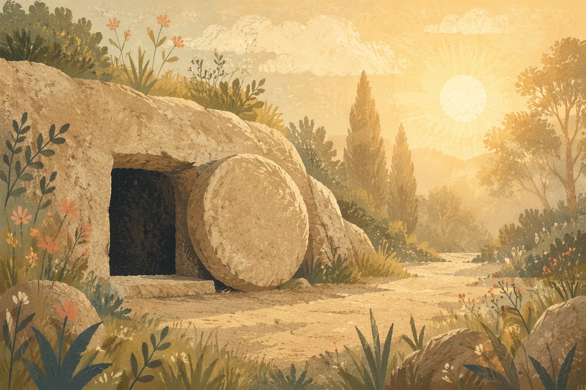 Empty Tomb at Peaceful Sunrise