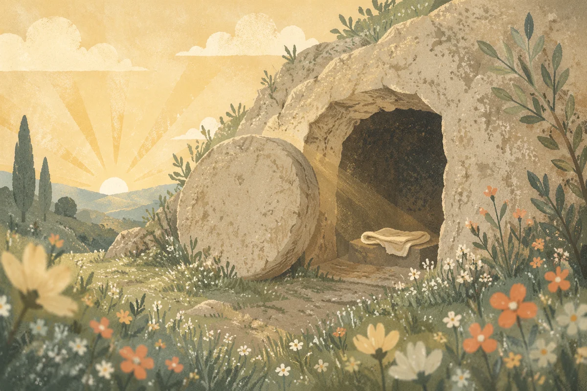Empty Tomb at Peaceful Easter Dawn