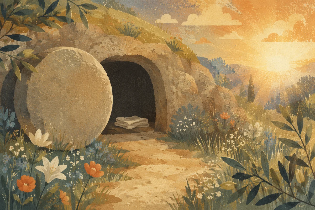 Empty Garden Tomb in Easter Morning Light