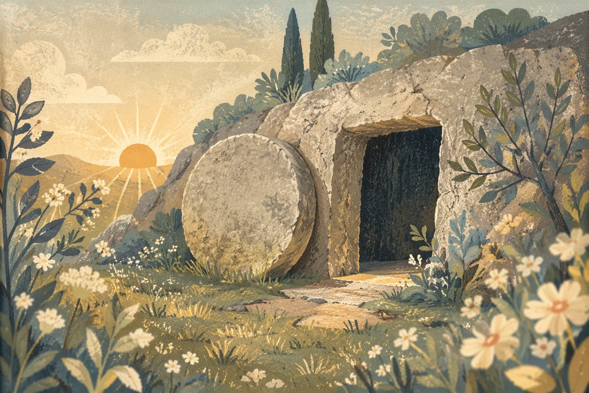 Empty Tomb at Dawn in Spring