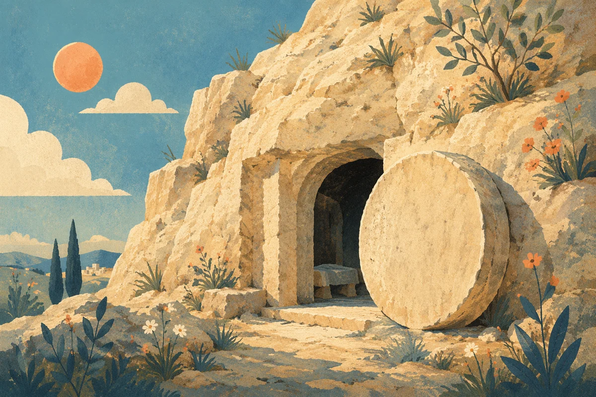 Empty Tomb at Dawn Morning Light