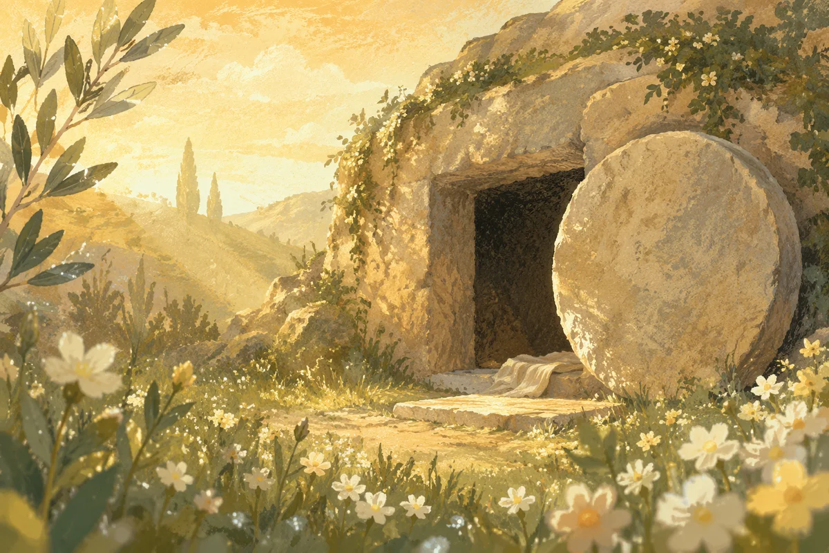 Empty Tomb at Golden Spring Dawn