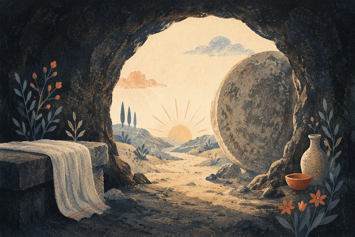 Empty Tomb at Easter Morning Light
