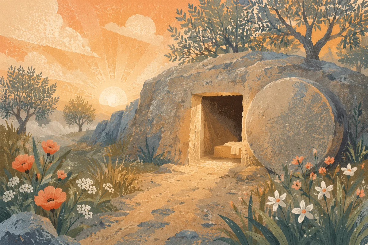 Empty Tomb at Easter Morning Light