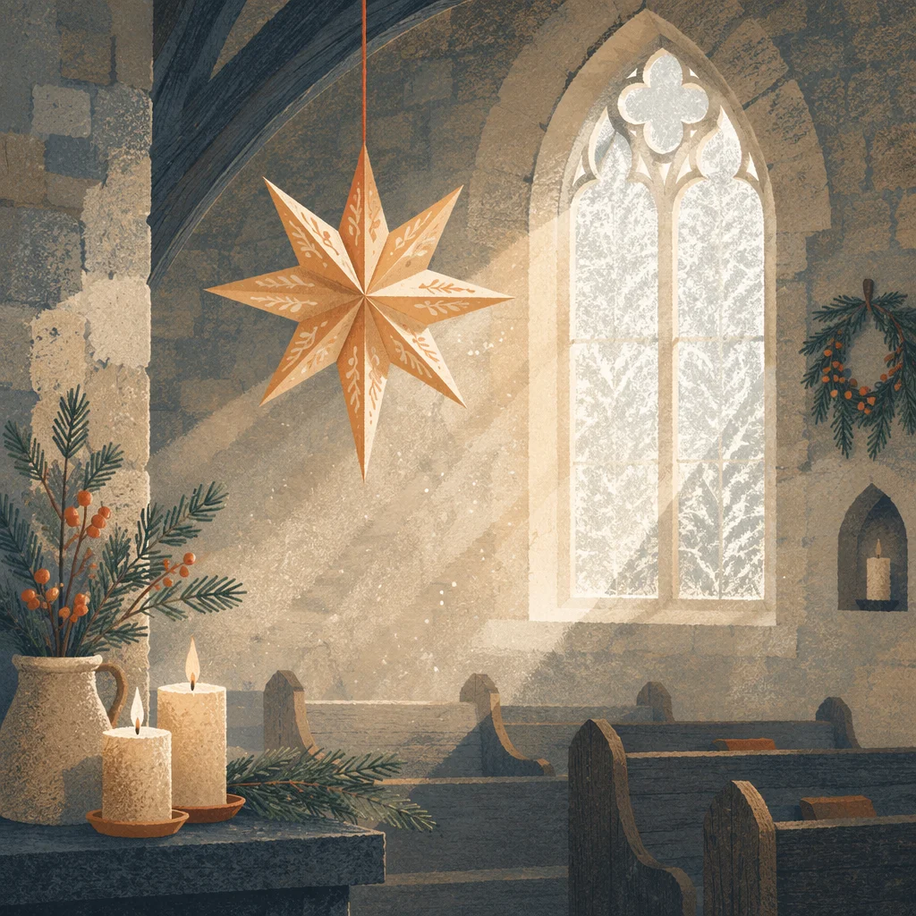 Epiphany Star in Church Window Light