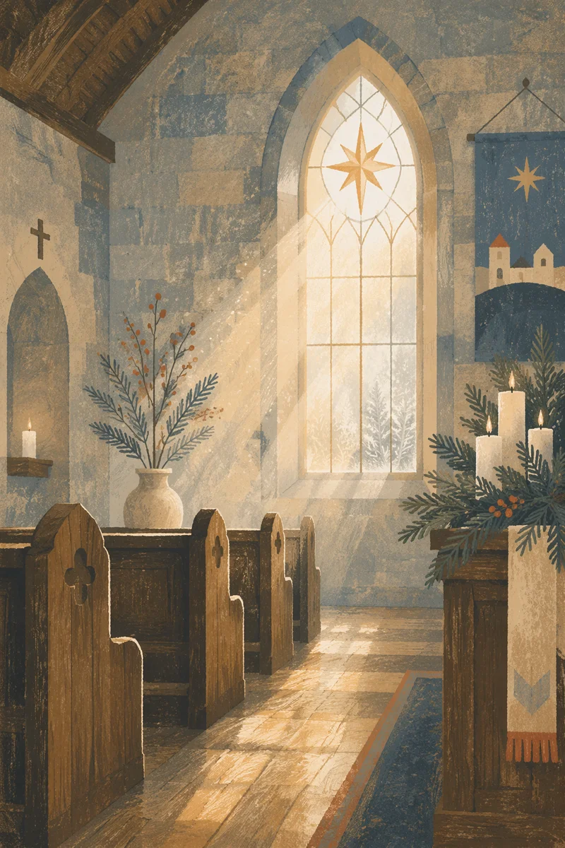 Epiphany Star Window Light in Church