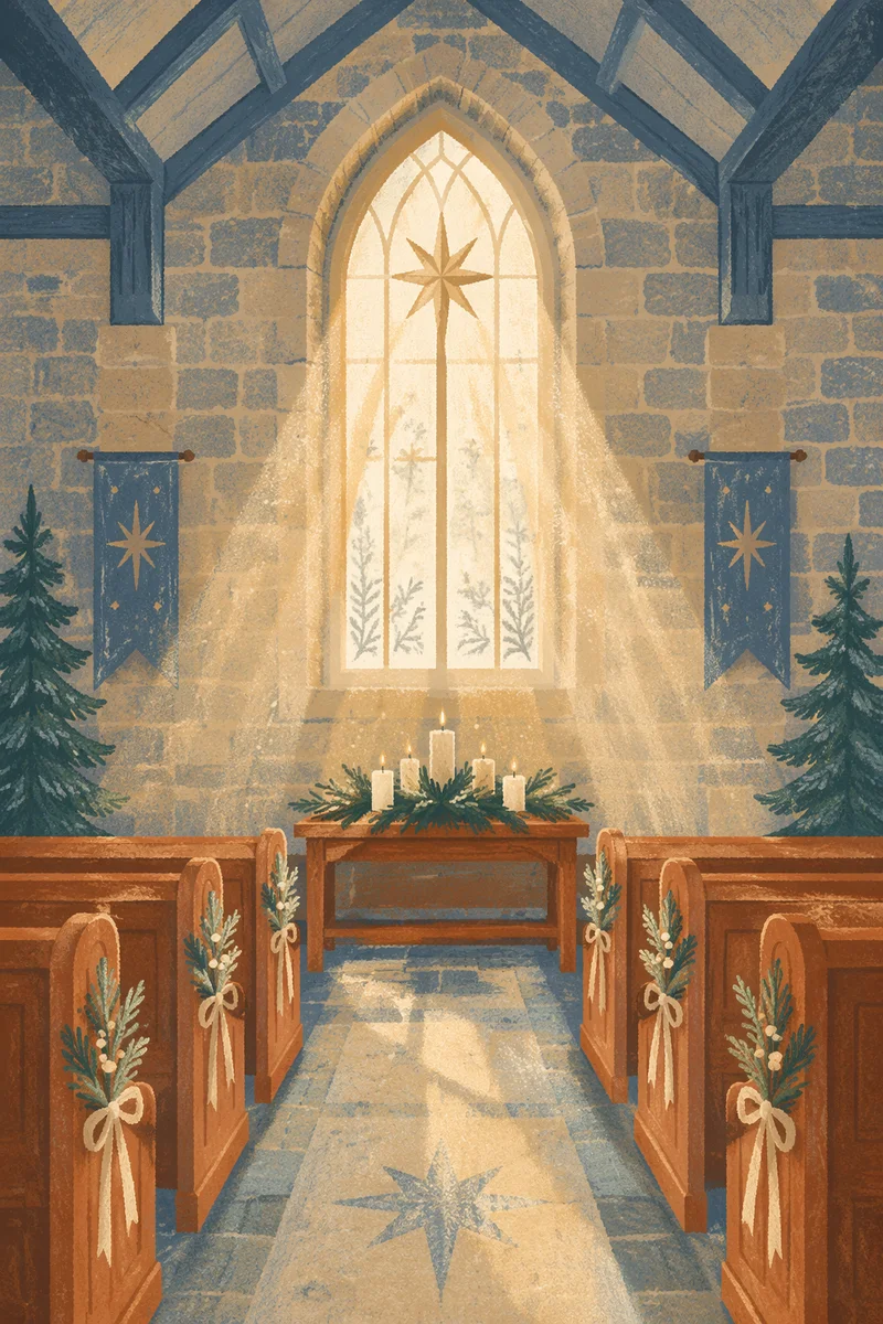Epiphany Star Window Light in Church