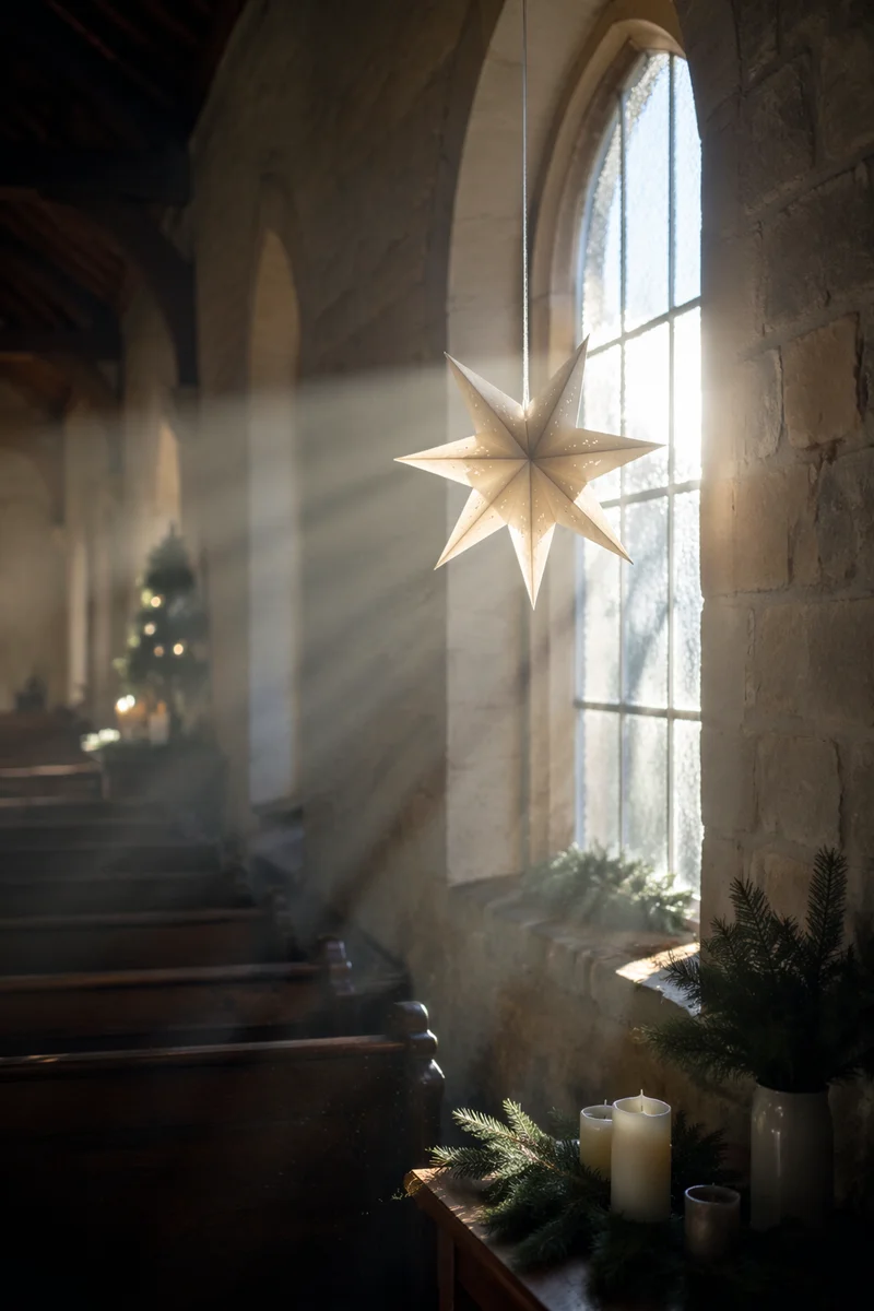 Epiphany Star in Church Window Light