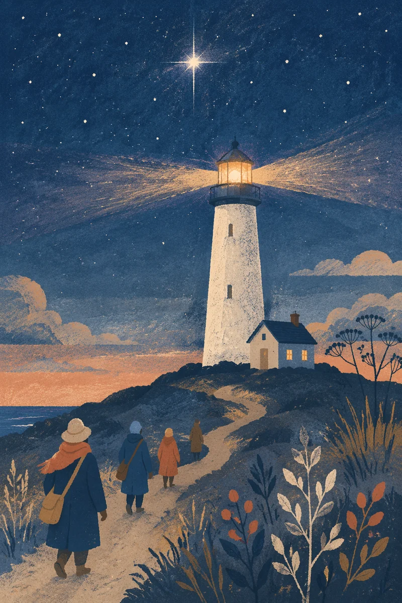 Epiphany Lighthouse Guiding Travelers at Night