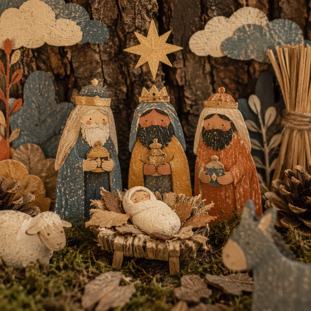Epiphany Three Kings Nativity on Forest Moss