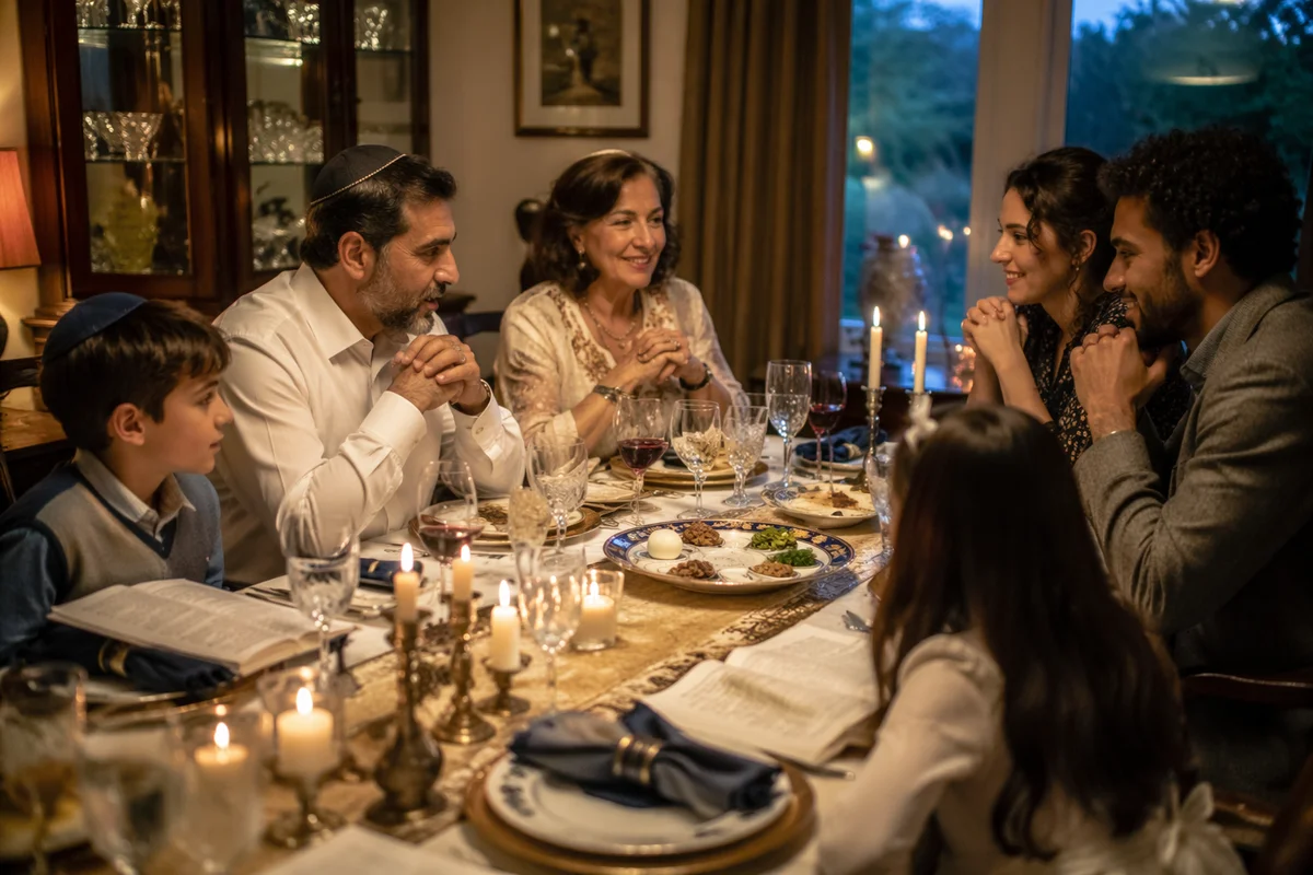 Family Gathered Around Passover Seder Table