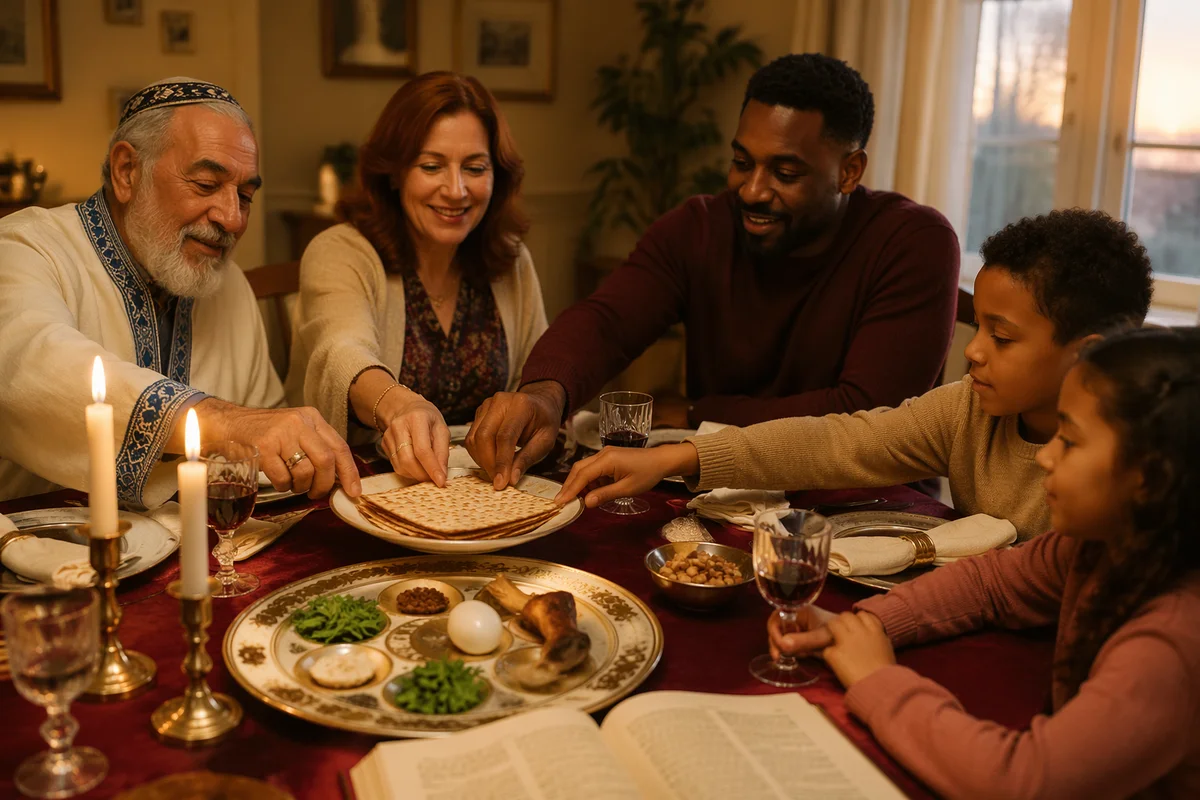 Family Gathered at Passover Seder Table