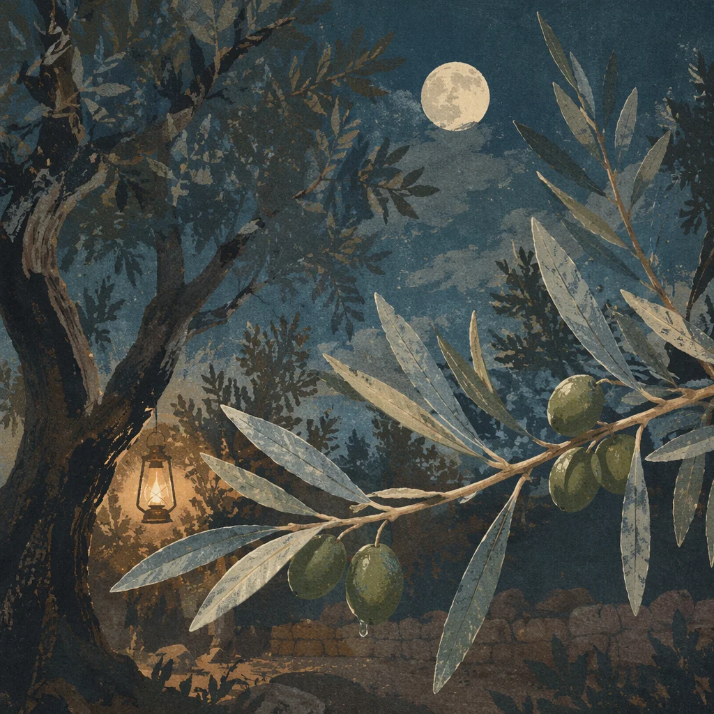 Moonlit Olive Branches in Gethsemane