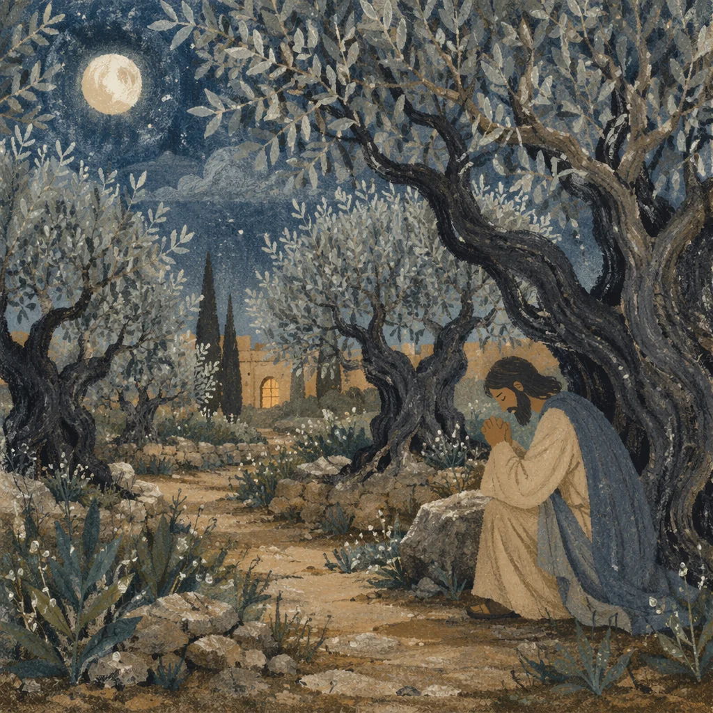 Moonlit Olive Trees in Gethsemane