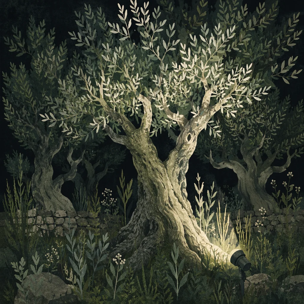 Gethsemane Olive Trees at Night