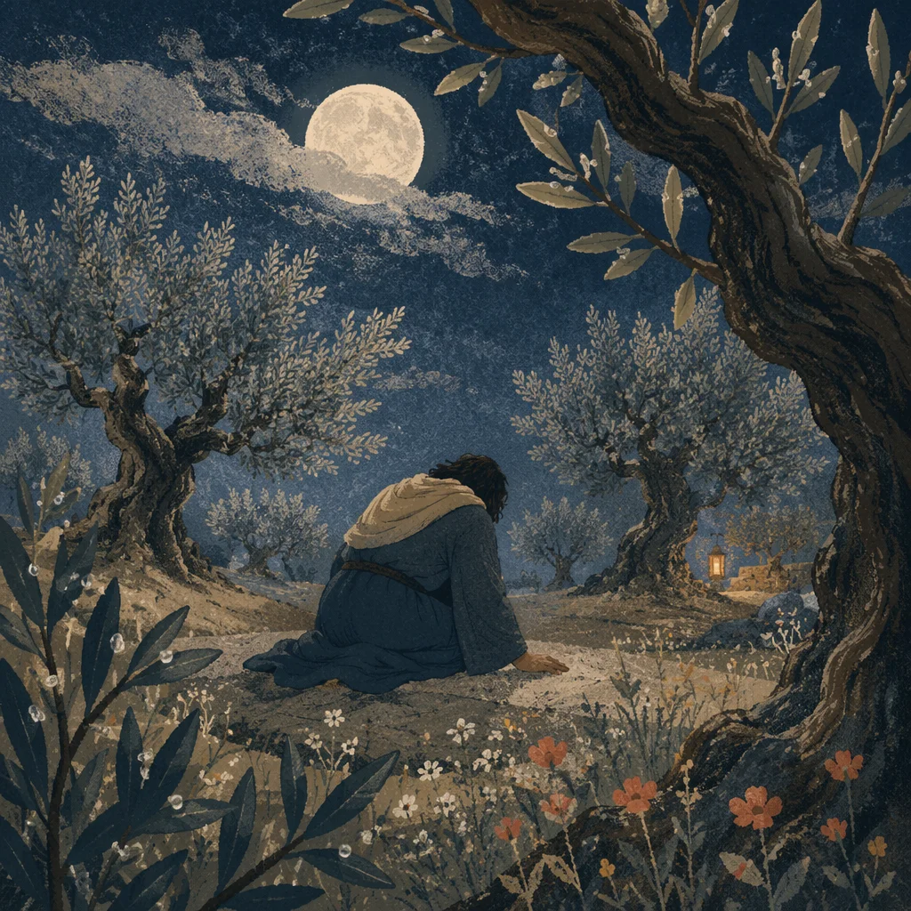 Moonlit Prayer in Gethsemane Olive Grove