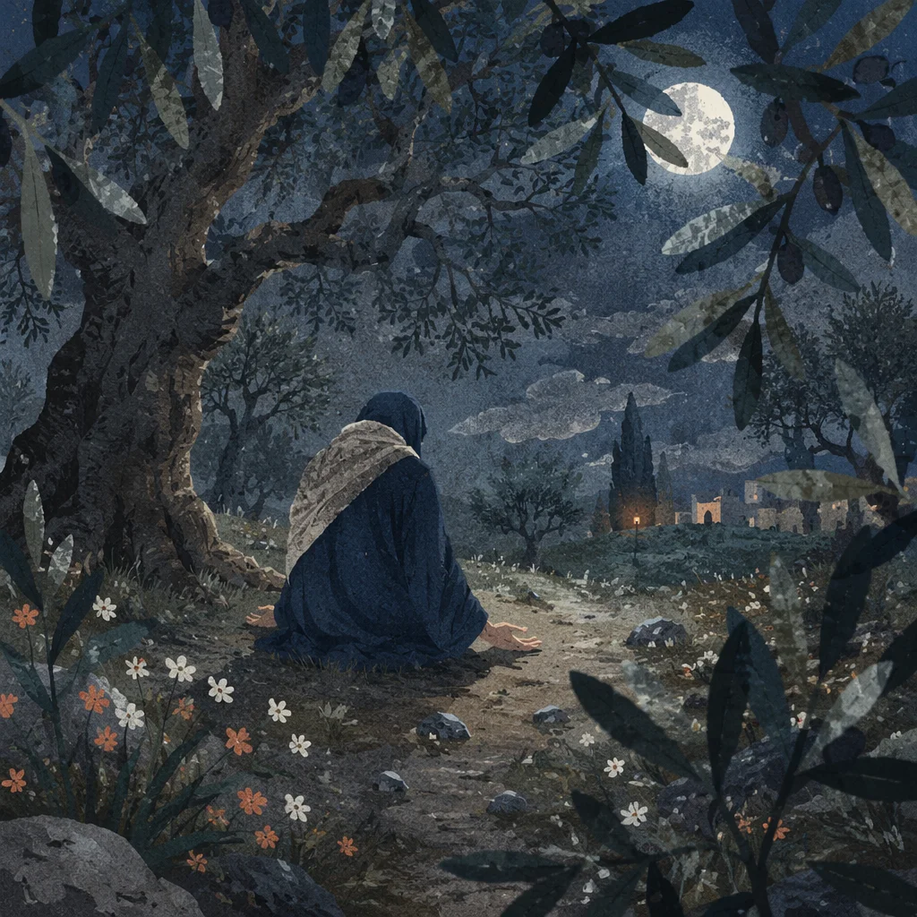 Gethsemane Olive Grove Prayer at Night