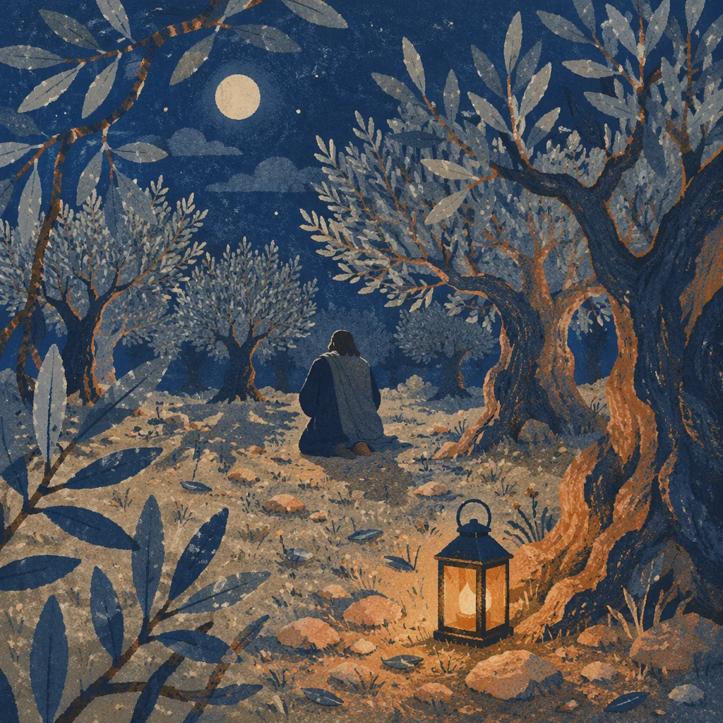 Moonlit Gethsemane Olive Grove Prayer