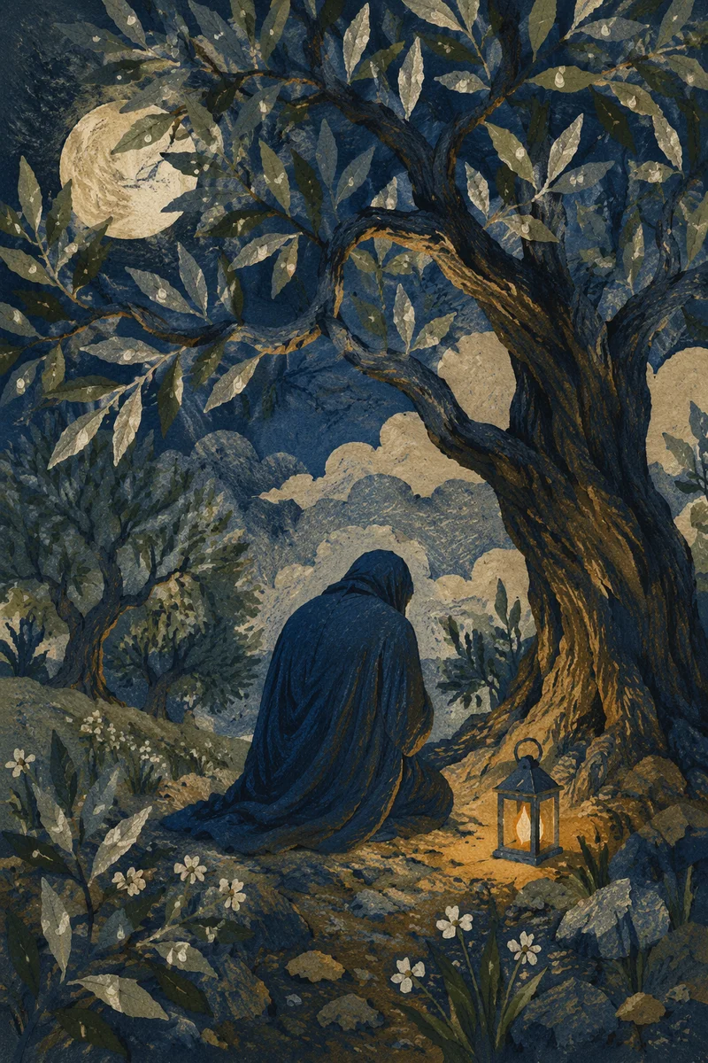 Moonlit Gethsemane Olive Grove Prayer