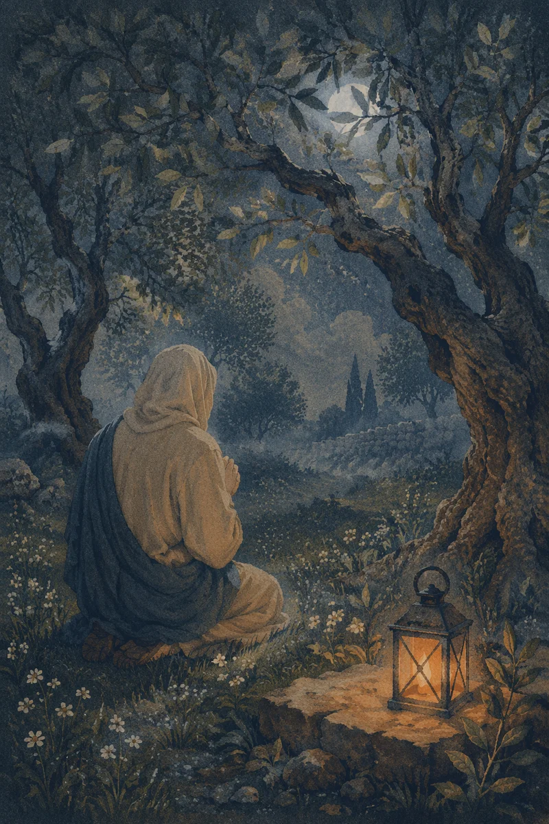 Moonlit Prayer in Gethsemane Olive Grove