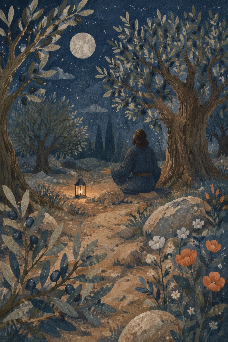Moonlit Gethsemane Olive Grove Prayer