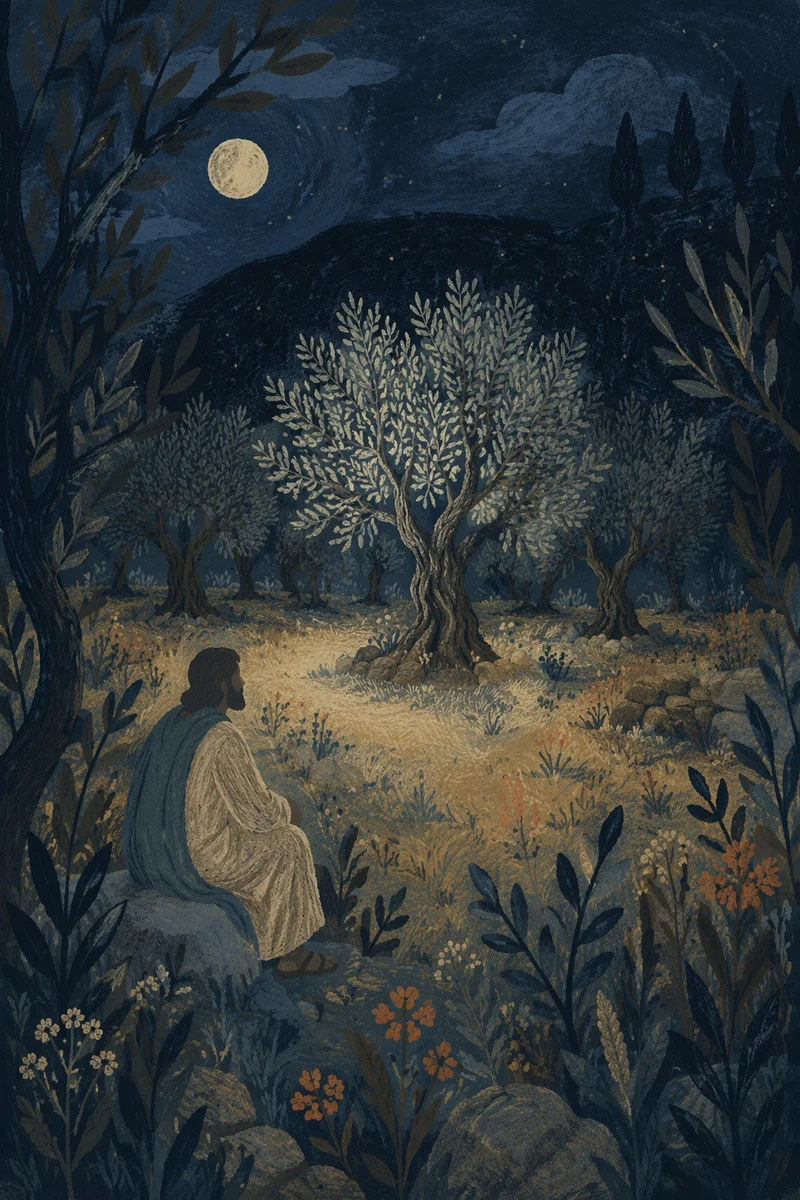 Moonlit Olive Trees in Gethsemane