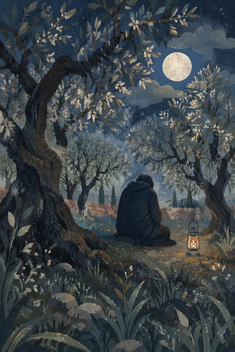Gethsemane Olive Grove Prayer at Night