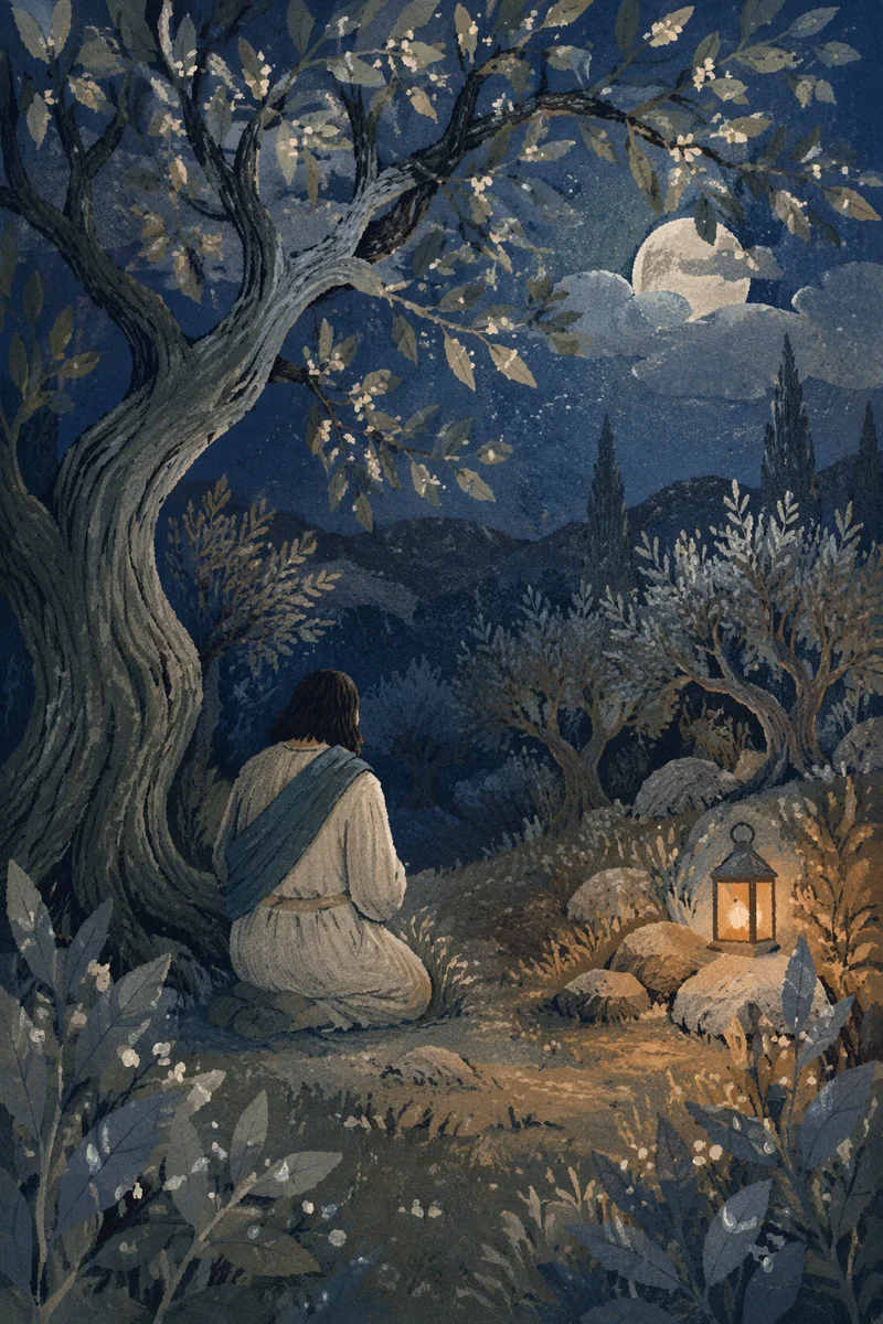 Moonlit Gethsemane Olive Grove Prayer