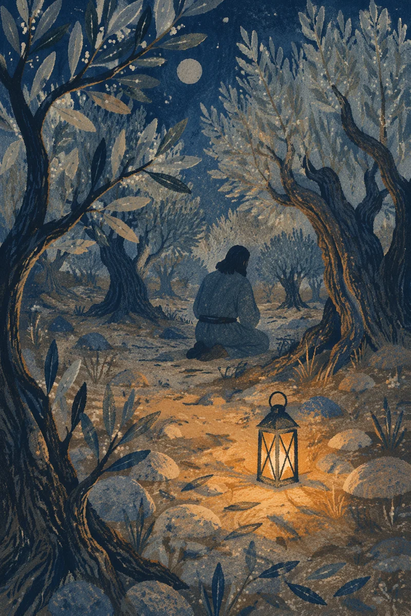 Gethsemane Olive Grove at Prayerful Night