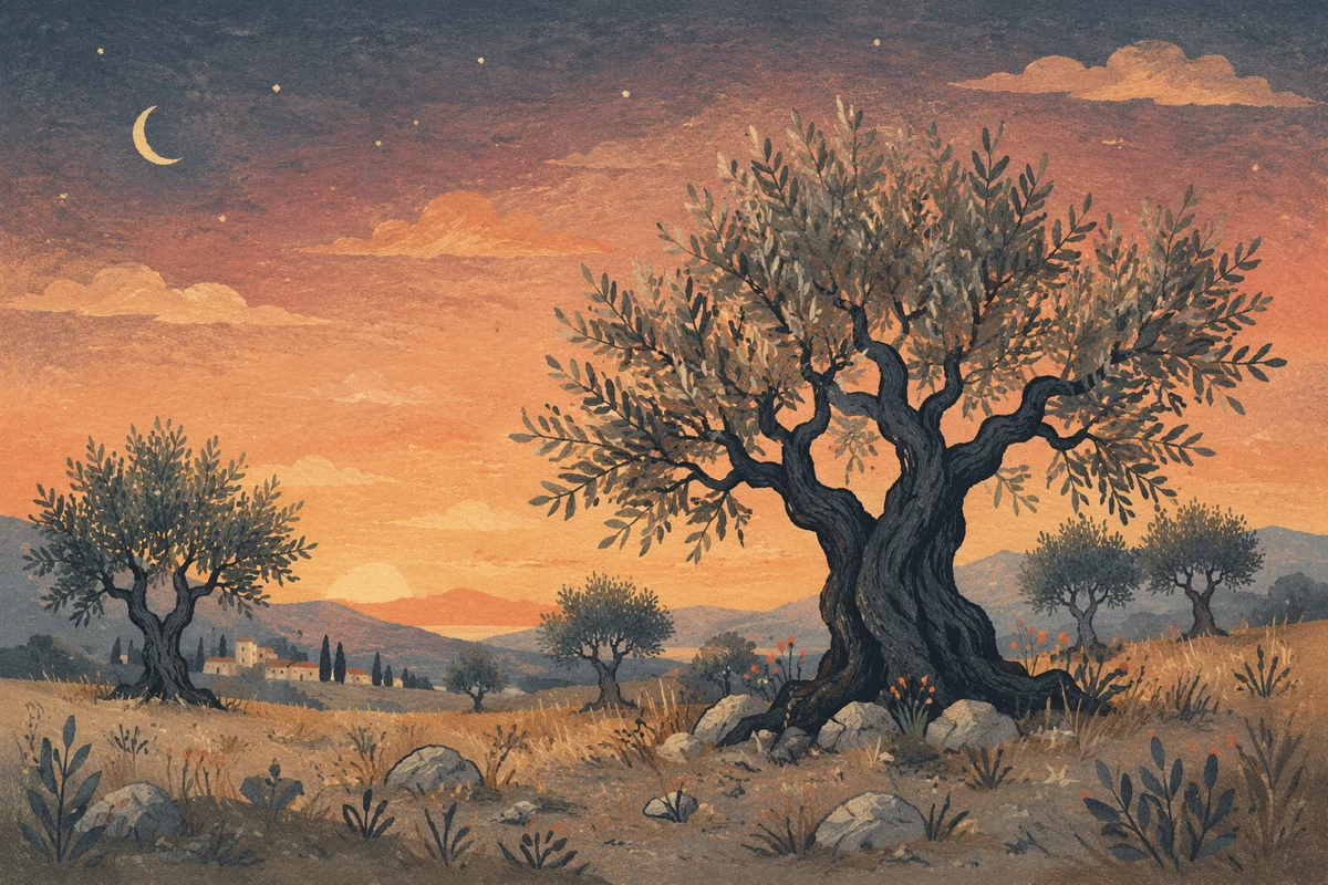 Gethsemane Olive Grove at Peaceful Nightfall