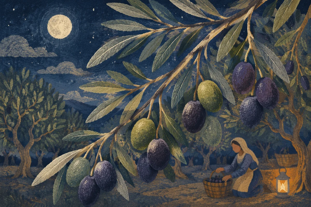 Gethsemane Olive Branch in Moonlit Harvest